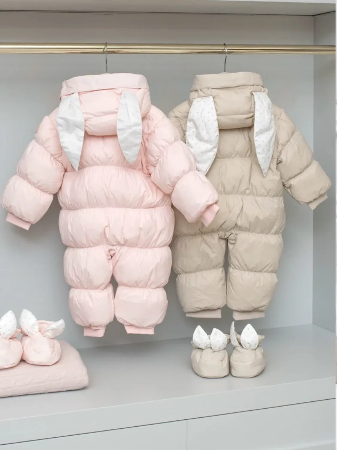 LIVLY PUFFER BUNNY OVERALL - BEIGE