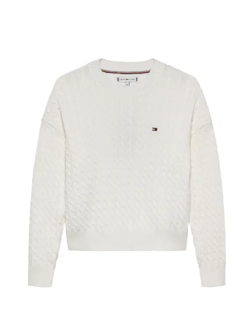 Hovedbilde TOMMY HILFIGER CABLE GENSER - IVORY SILK
